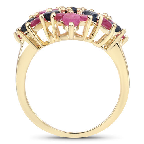 6.97 Carat Genuine Emerald, Blue Sapphire and Ruby .925 Sterling Silver Ring Bids.com