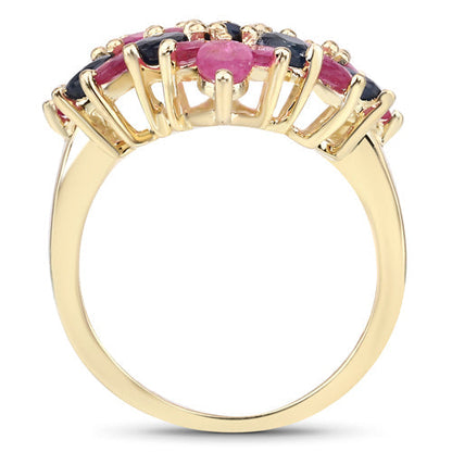 6.97 Carat Genuine Emerald, Blue Sapphire and Ruby .925 Sterling Silver Ring Bids.com