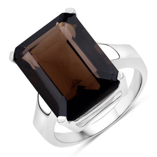 11.20 Carat Genuine Smoky Quartz .925 Sterling Silver Ring Bids.com