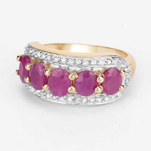 1.74 Carat Genuine Ruby and White Diamond .925 Sterling Silver Ring Bids.com