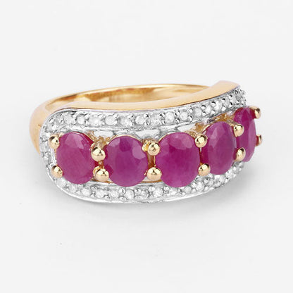 1.74 Carat Genuine Ruby and White Diamond .925 Sterling Silver Ring Bids.com