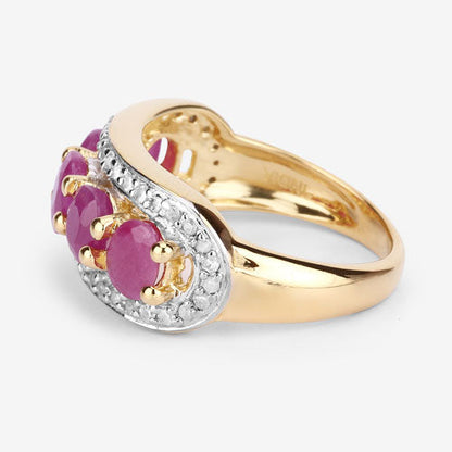 1.74 Carat Genuine Ruby and White Diamond .925 Sterling Silver Ring Bids.com