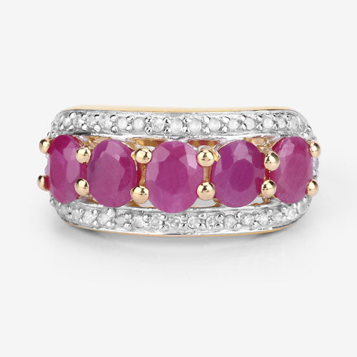 1.74 Carat Genuine Ruby and White Diamond .925 Sterling Silver Ring Bids.com