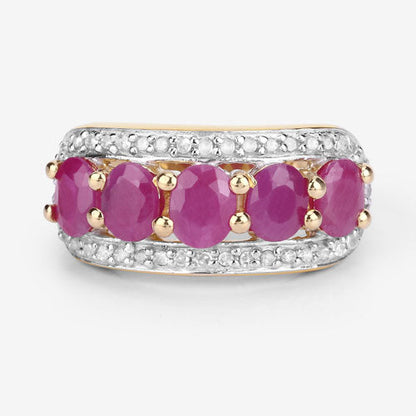1.74 Carat Genuine Ruby and White Diamond .925 Sterling Silver Ring Bids.com