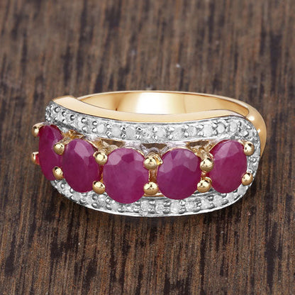 1.74 Carat Genuine Ruby and White Diamond .925 Sterling Silver Ring Bids.com