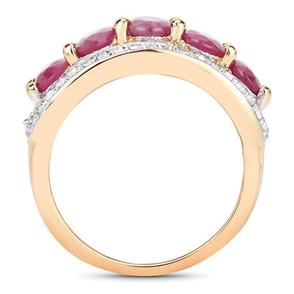 1.74 Carat Genuine Ruby and White Diamond .925 Sterling Silver Ring Bids.com