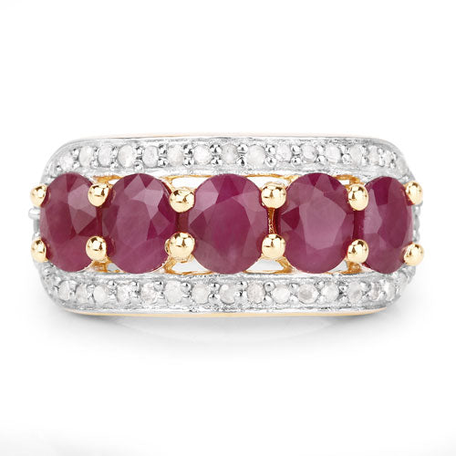 1.74 Carat Genuine Ruby and White Diamond .925 Sterling Silver Ring Bids.com