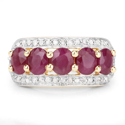 1.74 Carat Genuine Ruby and White Diamond .925 Sterling Silver Ring Bids.com