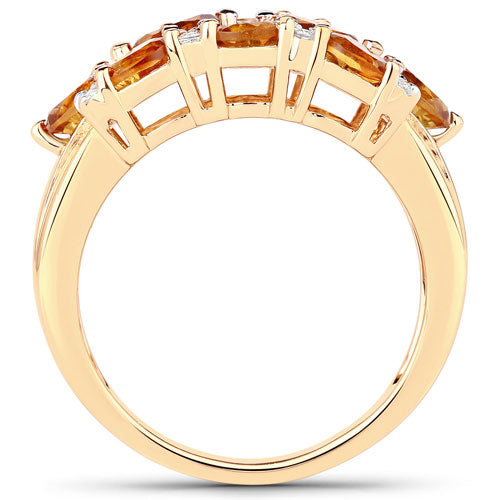 14K Yellow Gold Plated 2.48 Carat Genuine Citrine & White Topaz .925 Sterling Silver Ring Bids.com