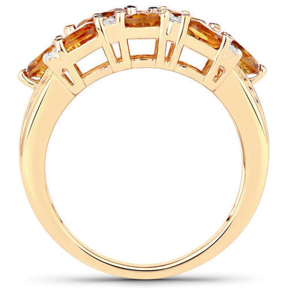 14K Yellow Gold Plated 2.48 Carat Genuine Citrine & White Topaz .925 Sterling Silver Ring Bids.com