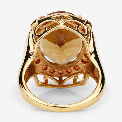 9.38 Carat Genuine Citrine and Orange Sapphire .925 Sterling Silver Ring Bids.com