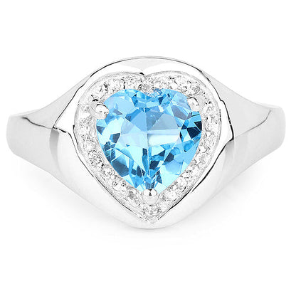2.23 Carat Genuine Swiss Blue Topaz and White Topaz .925 Sterling Silver Ring Bids.com