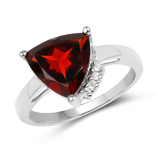 3.56 Carat Genuine Garnet and White Topaz .925 Sterling Silver Ring Bids.com