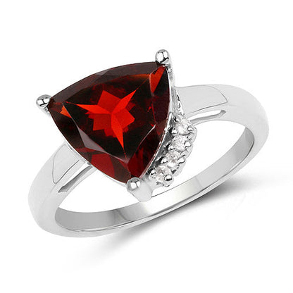 3.56 Carat Genuine Garnet and White Topaz .925 Sterling Silver Ring Bids.com