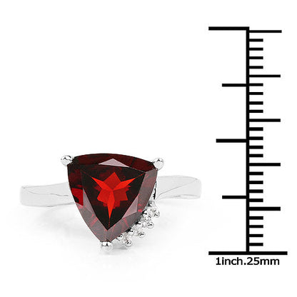 3.56 Carat Genuine Garnet and White Topaz .925 Sterling Silver Ring Bids.com
