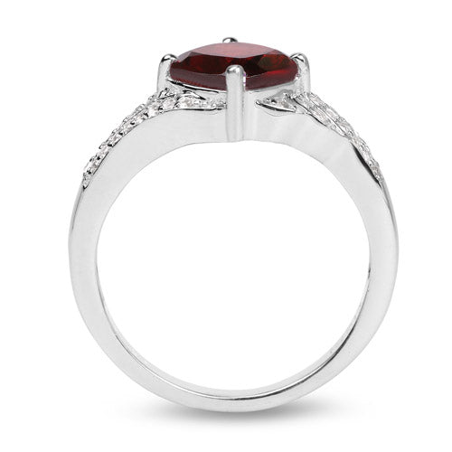 1.67 Carat Genuine Garnet and White Topaz .925 Sterling Silver Ring Bids.com
