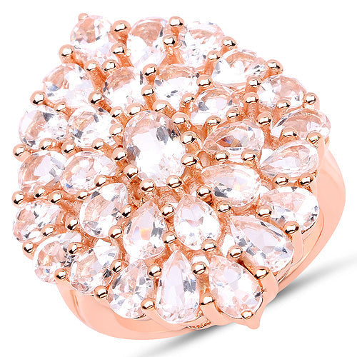 18K Rose Gold Plated 4.55 Carat Genuine Morganite .925 Sterling Silver Ring Bids.com