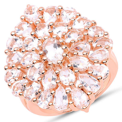 18K Rose Gold Plated 4.55 Carat Genuine Morganite .925 Sterling Silver Ring Bids.com