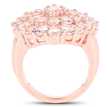 18K Rose Gold Plated 4.55 Carat Genuine Morganite .925 Sterling Silver Ring Bids.com