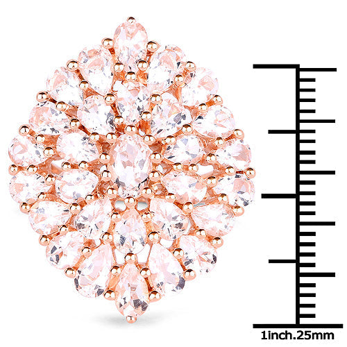 18K Rose Gold Plated 4.55 Carat Genuine Morganite .925 Sterling Silver Ring Bids.com