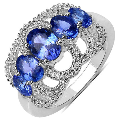 2.13 Carat Genuine Tanzanite .925 Sterling Silver Ring Bids.com