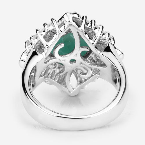 "2.57 Carat Genuine Emerald, White Topaz and White Diamond .925 Sterling Silver Ring Bids.com
