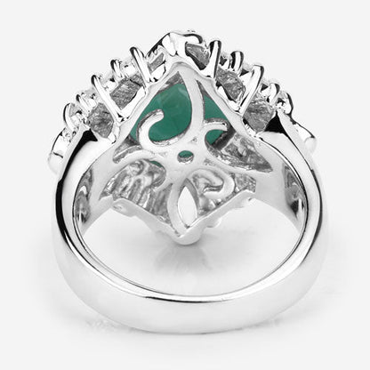 "2.57 Carat Genuine Emerald, White Topaz and White Diamond .925 Sterling Silver Ring Bids.com