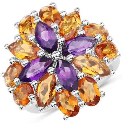 7.96 Carat Genuine Amethyst & Madeira Citrine .925 Sterling Silver Ring Bids.com
