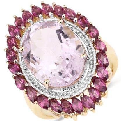 10.16 Carat Genuine Pink Amethyst and Rhodolite .925 Sterling Silver Ring Bids.com