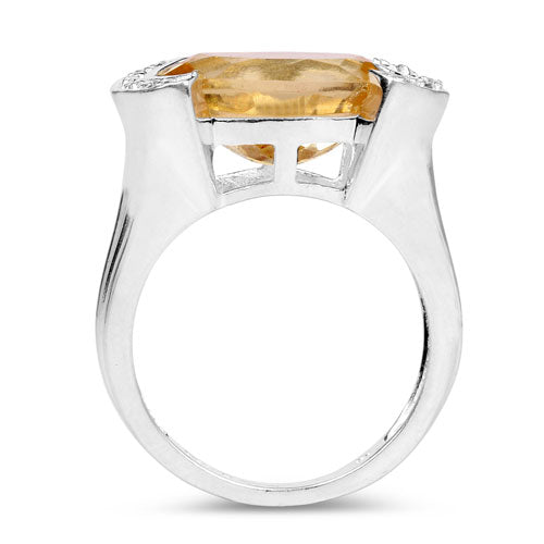 4.55 Carat Genuine Citrine and White Diamond .925 Sterling Silver Ring Bids.com