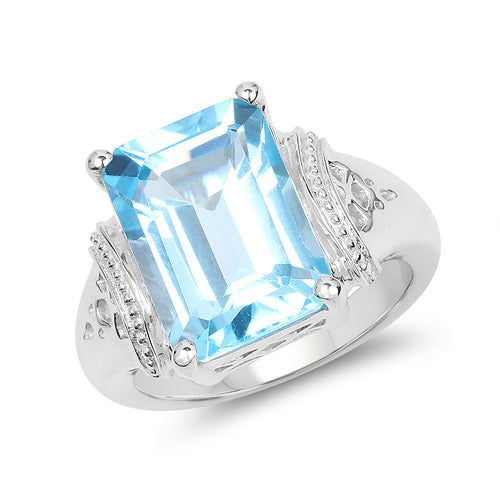 8.89 Carat Genuine Swiss Blue Topaz .925 Sterling Silver Ring Bids.com