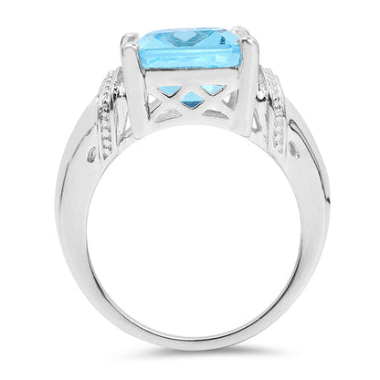 8.89 Carat Genuine Swiss Blue Topaz .925 Sterling Silver Ring Bids.com