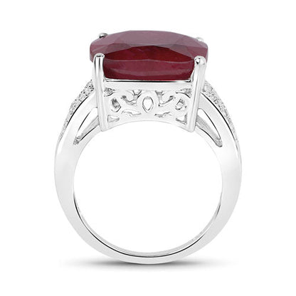 14.47 Carat Dyed Ruby and White Topaz .925 Sterling Silver Ring Bids.com