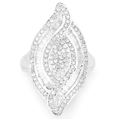 1.22 Carat Genuine White Diamond .925 Sterling Silver Ring Bids.com