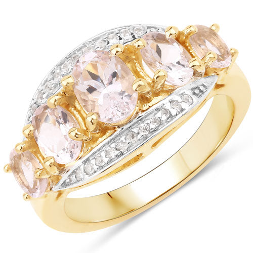 1.97 Carat Genuine Morganite and White Topaz .925 Sterling Silver Ring Bids.com