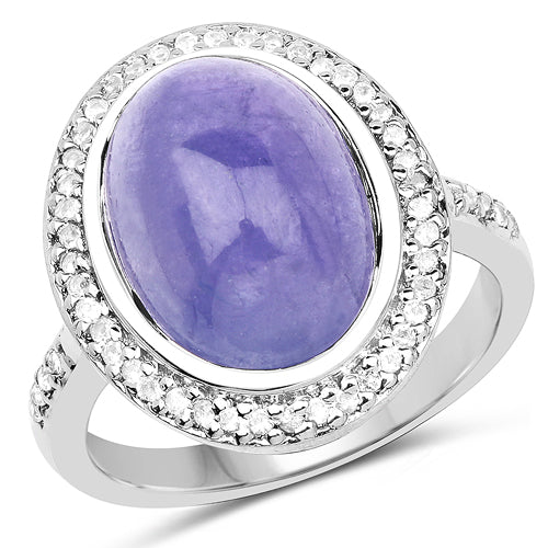 8.26 Carat Genuine Tanzanite & White Topaz .925 Sterling Silver Ring Bids.com