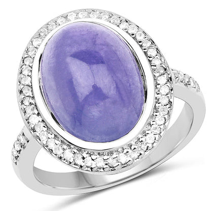 8.26 Carat Genuine Tanzanite & White Topaz .925 Sterling Silver Ring Bids.com