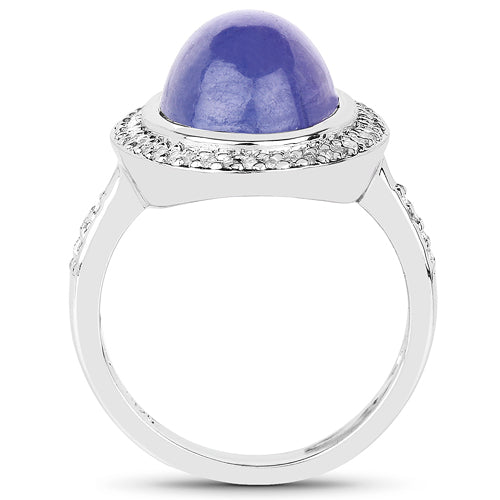 8.26 Carat Genuine Tanzanite & White Topaz .925 Sterling Silver Ring Bids.com