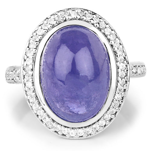 8.26 Carat Genuine Tanzanite & White Topaz .925 Sterling Silver Ring Bids.com