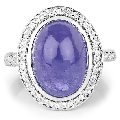 8.26 Carat Genuine Tanzanite & White Topaz .925 Sterling Silver Ring Bids.com