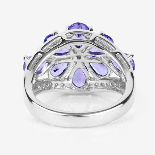 3.24 Carat Genuine Tanzanite and White Topaz .925 Sterling Silver Ring Bids.com