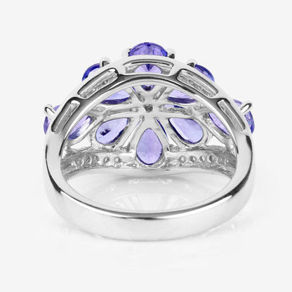3.24 Carat Genuine Tanzanite and White Topaz .925 Sterling Silver Ring Bids.com