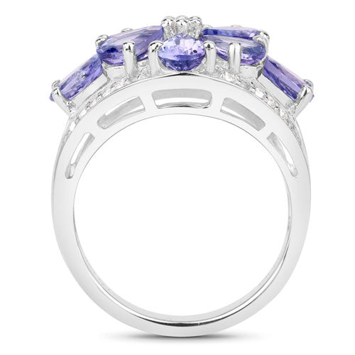 3.24 Carat Genuine Tanzanite and White Topaz .925 Sterling Silver Ring Bids.com