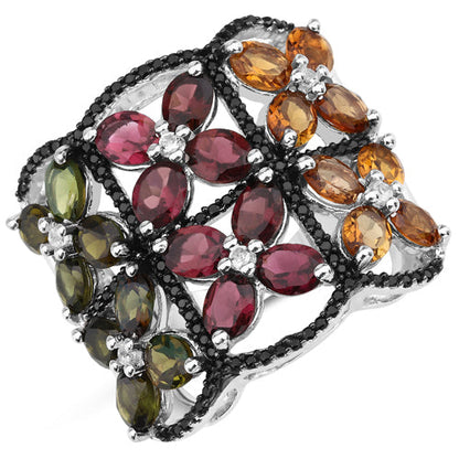 8.38 Carat Genuine Multi Tourmaline .925 Sterling Silver Ring Bids.com