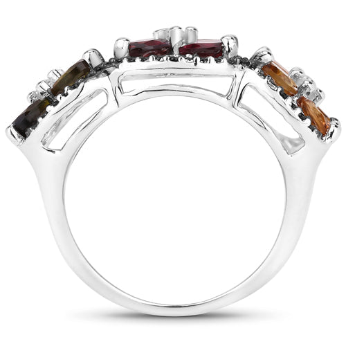 8.38 Carat Genuine Multi Tourmaline .925 Sterling Silver Ring Bids.com