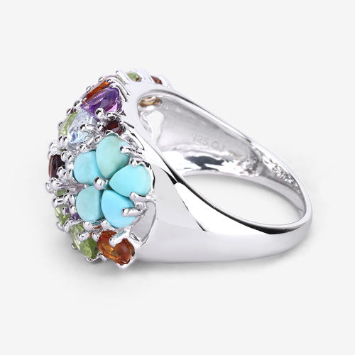4.03 Carat Genuine Multi Stones .925 Sterling Silver Ring Bids.com