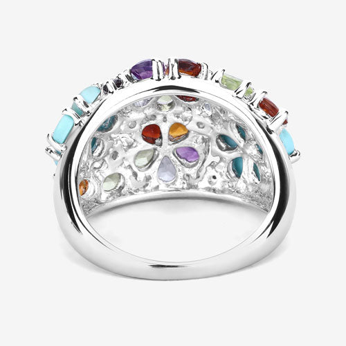 4.03 Carat Genuine Multi Stones .925 Sterling Silver Ring Bids.com