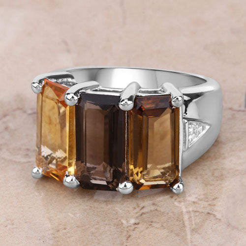 8.17 Carat Genuine Multi Stones .925 Sterling Silver Ring Bids.com