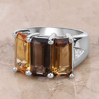 8.17 Carat Genuine Multi Stones .925 Sterling Silver Ring Bids.com