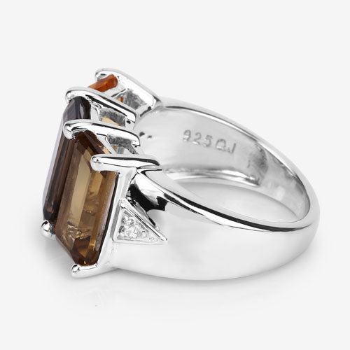 8.17 Carat Genuine Multi Stones .925 Sterling Silver Ring Bids.com